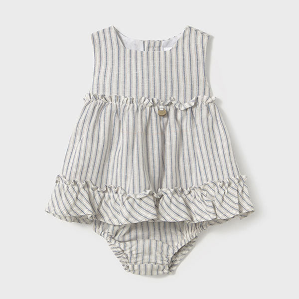 Mayoral Girls Striped Dress Bloomer Set