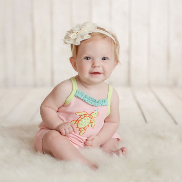 Lemon Loves Lime Turtle Pink Romper