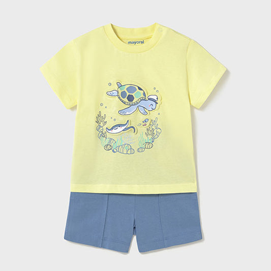 Mayoral Turtle Yellow Top Shorts Set