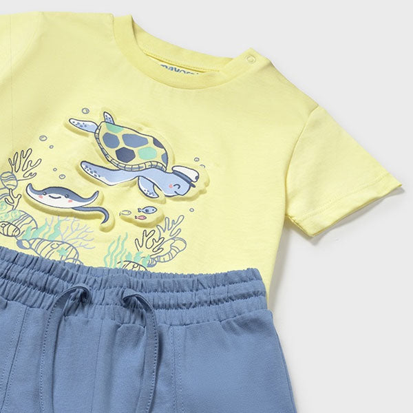 Mayoral Turtle Yellow Top Shorts Set