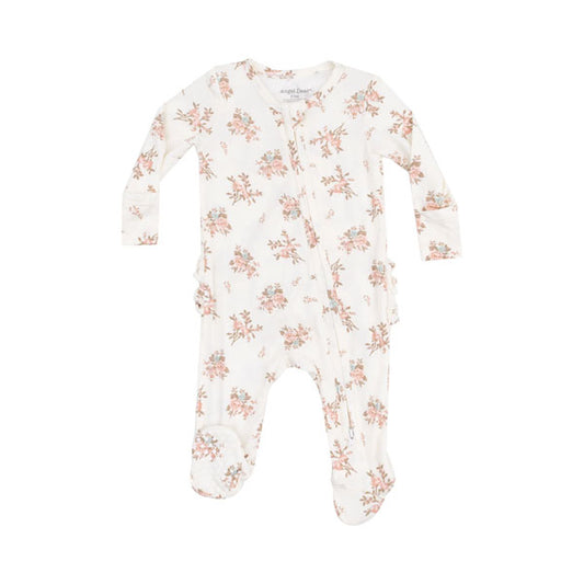 Angel Dear Vintage Rosebuds Ruffled 2-Way Zipper Footie Sleeper