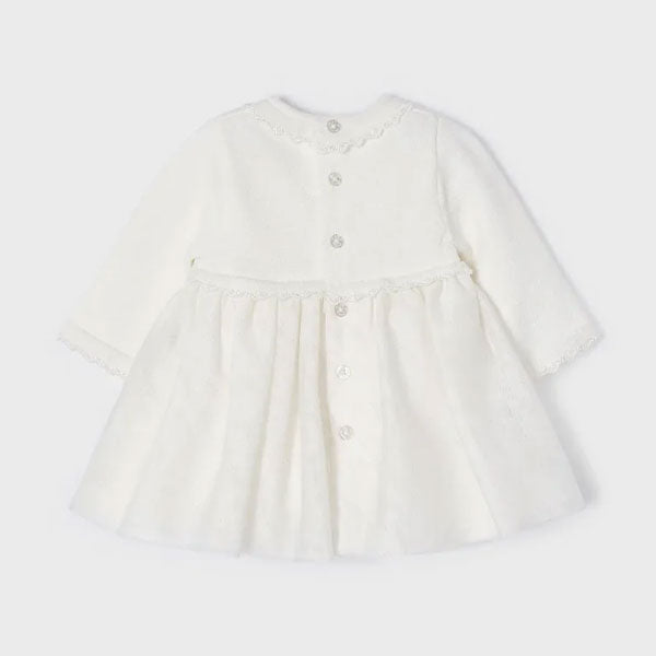 Mayoral Girls White Knit Tulle Dress