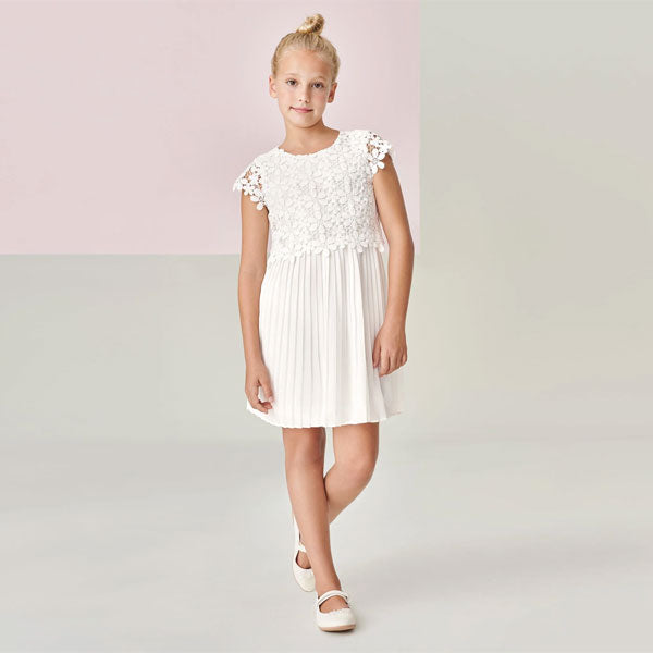 Mayoral Girls White Guipure Lace Dress
