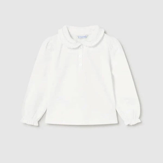 Mayoral Girls Off-White Jeweled Collar Top