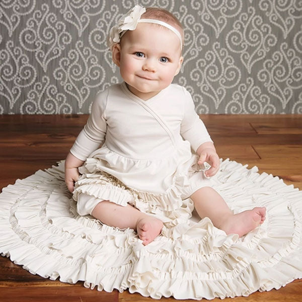 Lemon Loves Lime White Round Ruffle Blanket