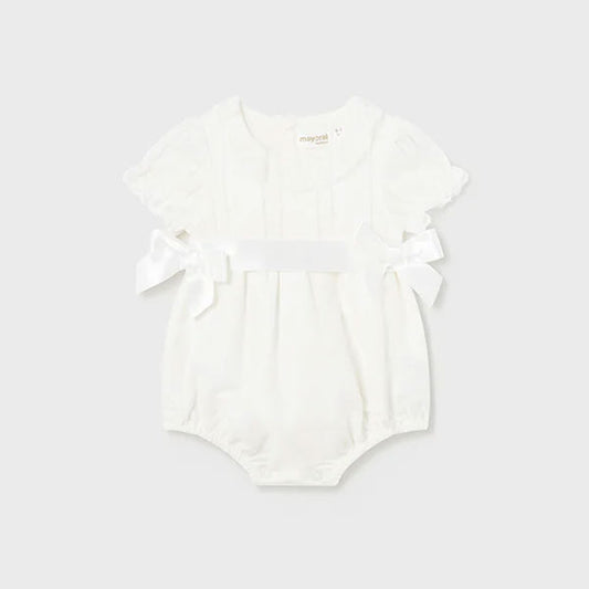 Mayoral Girls White Bow Bubble Romper