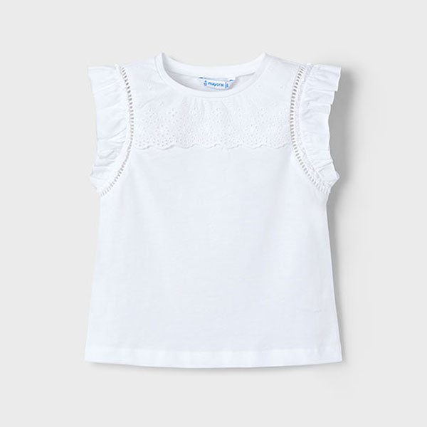 Mayoral Girls White Eyelet Top