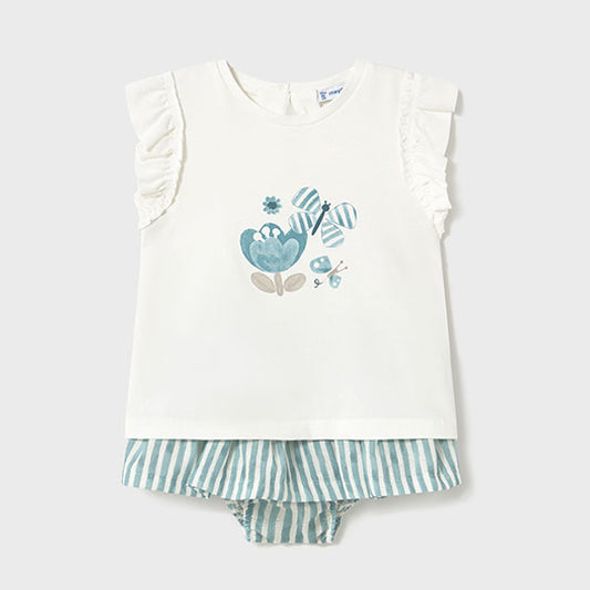 Mayoral Girls Top Striped Skirt Set